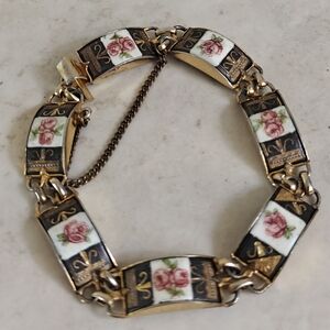 Vintage Damascene Floral Bracelet